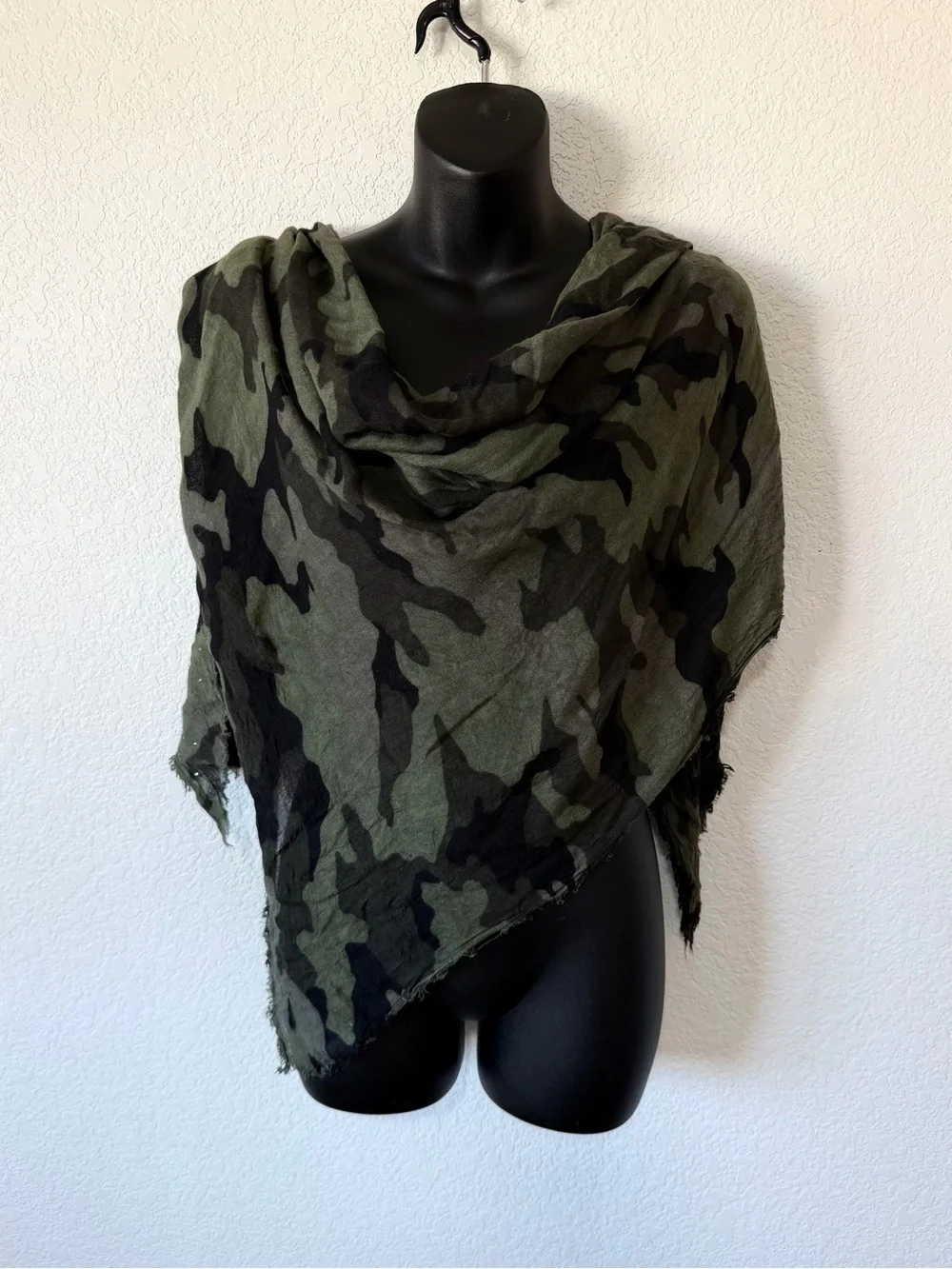 Camouflage Studded Green Black Lightweight Cowl Neck Shawl Scarf